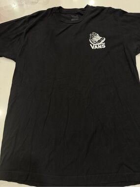 TWO Vans Black Short Sleeve Tee with White Chest Logo